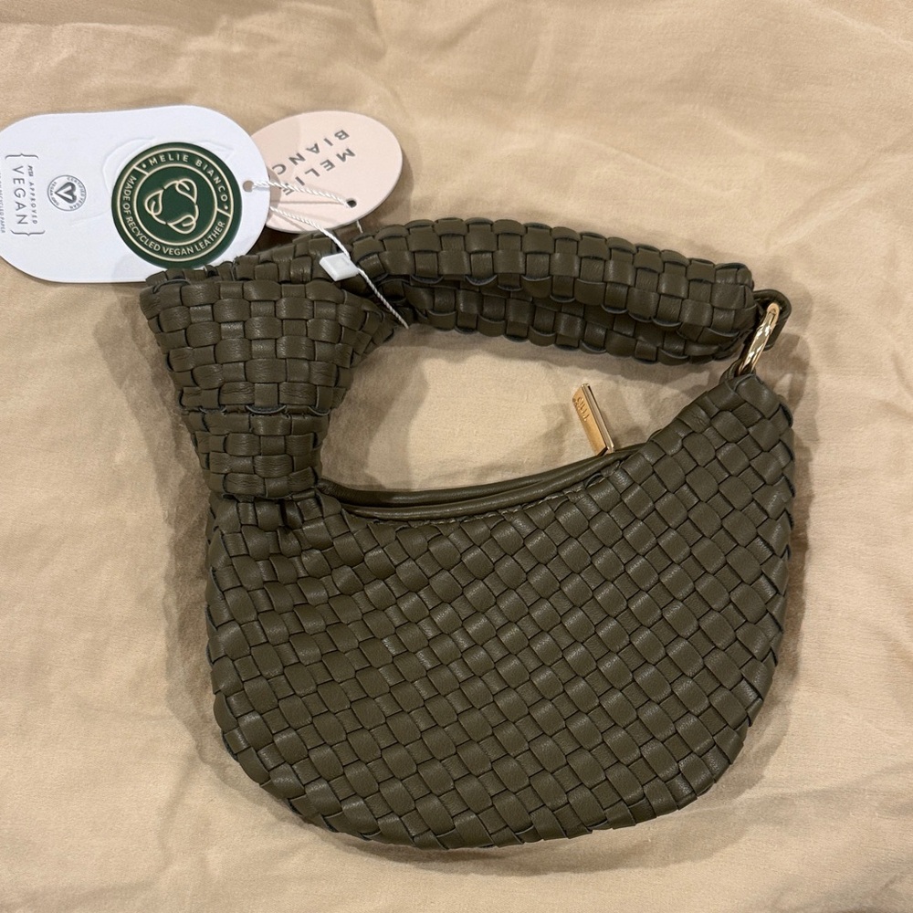 Melie blanco mini olive green Woven bag